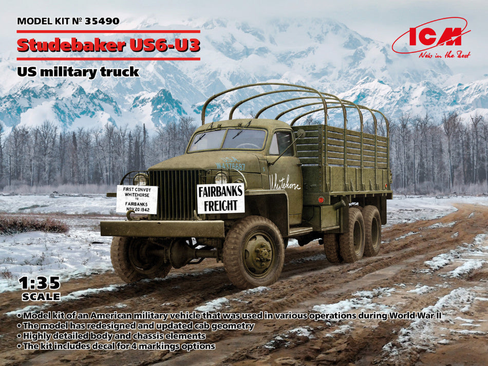 ICM 35490 1/35 WW2 Studebaker US6-U3 US Military Truck kit - BlackMike Models