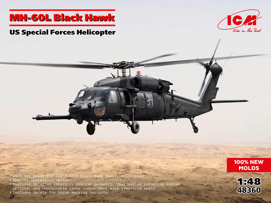 ICM 48360 1/48 MH-60L Black Hawk US Special Forces Helicopter kit - BlackMike Models