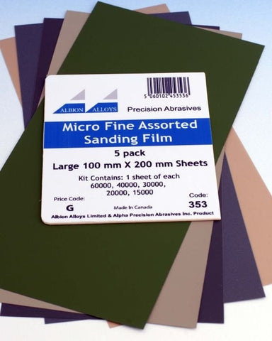 Albion Alloys AA353 Micro Fine Assorted Sanding Film 5 pack - BlackMike Models