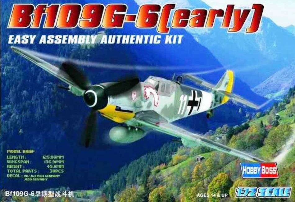 Hobby Boss 80225 1/72 Messerschmitt Bf109G6 (Early) Easy Assembly kit - BlackMike Models