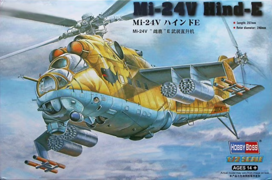 Hobby Boss 87220 1/72 scale Mil Mi-24V Hind E helicopter kit - BlackMike Models