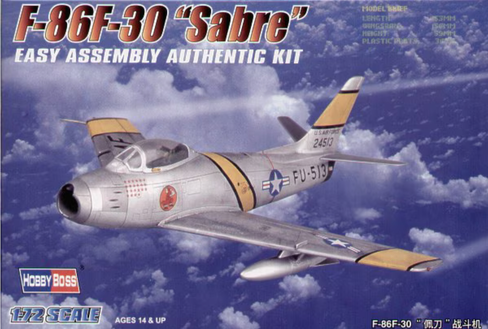 Hobby Boss 80258 1/72 F-86F-30 Sabre Easy Assembly kit - BlackMike Models