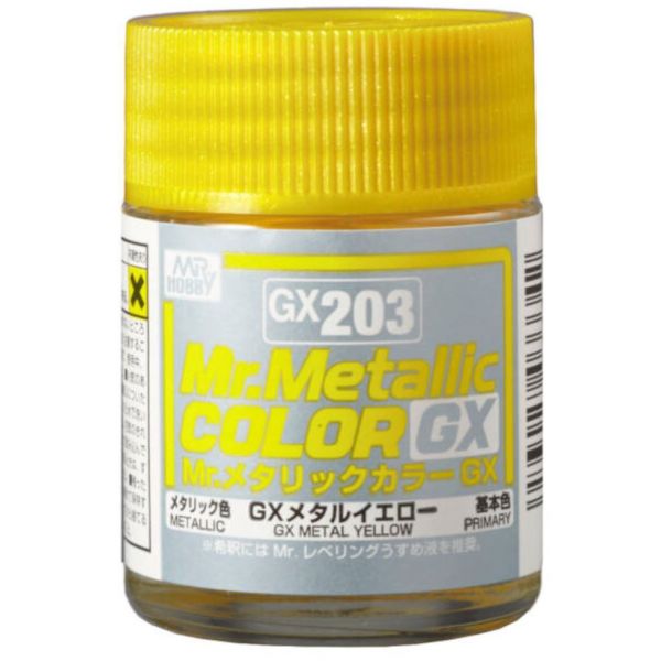 Mr Hobby Mr Metallic Color GX203 Metal Yellow paint 18ml - BlackMike Models