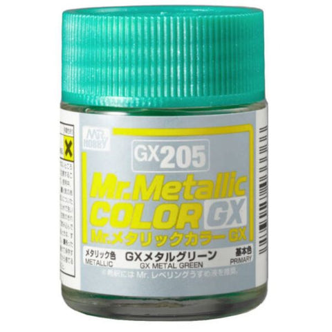 Mr Hobby Mr Metallic Color GX205 Metal Green paint 18ml - BlackMike Models