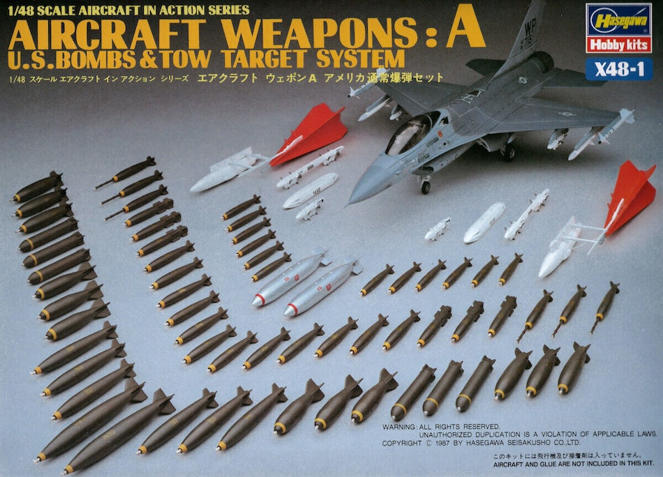 Hasegawa X48-1 1/48 Aircraft In Action Series US Aircraft Weapons Set A - BlackMike Models