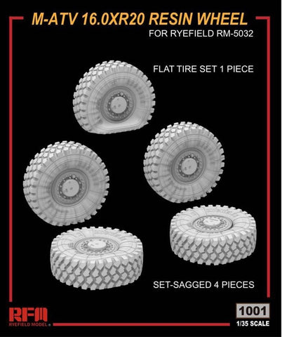 RFM RM1001 1/35 scale M-ATV 16.0xR20 resin wheel set for Oshkosh M-ATV MRAP kit - BlackMike Models