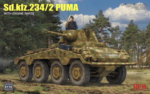 Rye Field Model RM-5110 1/35 scale Sd.Kfz.234/2 Puma with Engine parts kit - BlackMike Models