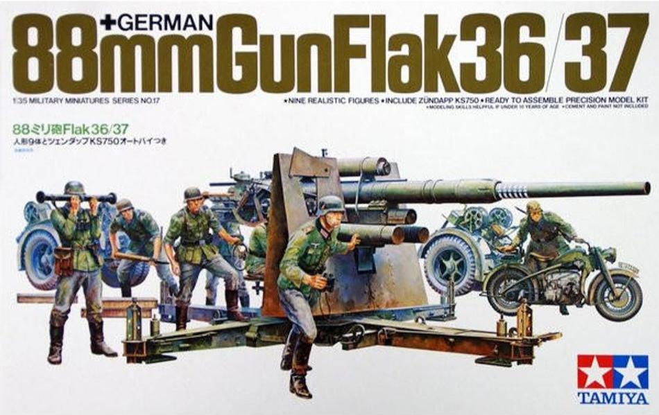 Tamiya 35017 1/35 German 88mm Flak Gun 36/37 & Crew kit - BlackMike Models