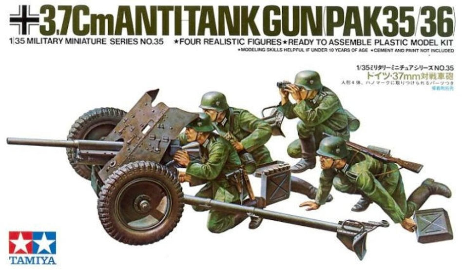 Tamiya 35035 1/35 German 3.7cm Anti-Tank Gun PaK35/36 kit - BlackMike Models