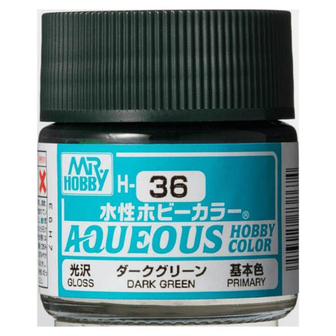 Mr Hobby H36 Dark Green gloss acrylic paint 10ml - BlackMike Models