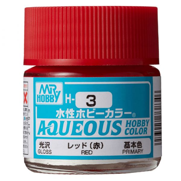Mr Hobby Aqueous Hobby Color H3 Gloss Red acrylic paint 10ml - BlackMike Models