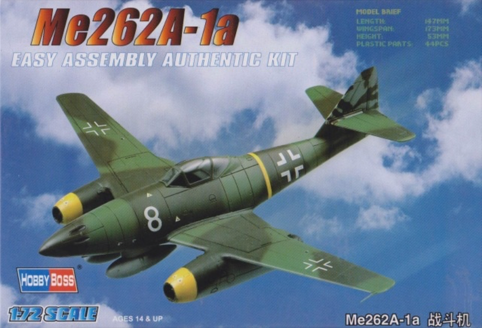 HobbyBoss 80249 1/72 scale Messerschmitt Me262A-1a easy build kit - BlackMike Models